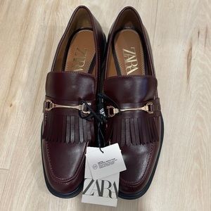 New wine/burgundy zara loafers